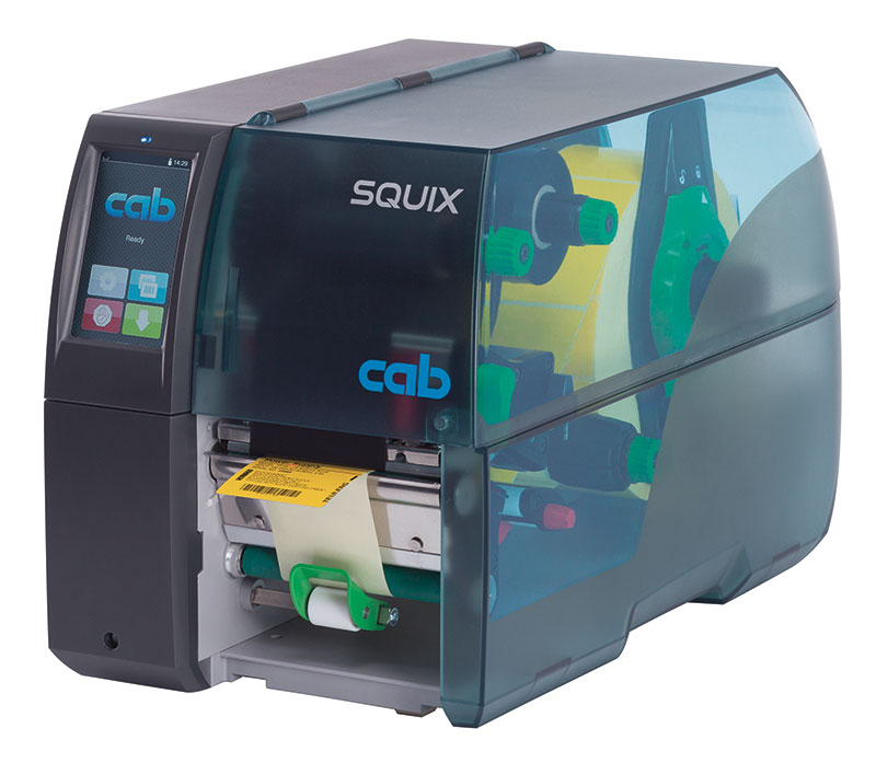Etikettendrucker SQUIX 4M mit zentrierter Materialführung Spendeversion